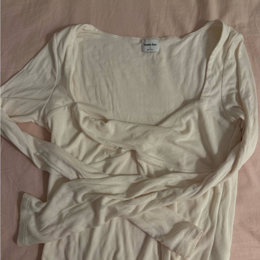 Aritzia Sunday Best Ivory Ribbed Knit